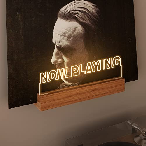 Light up Now Playing Vinyl Record Stand Rectangular Wall Mount - Warm color