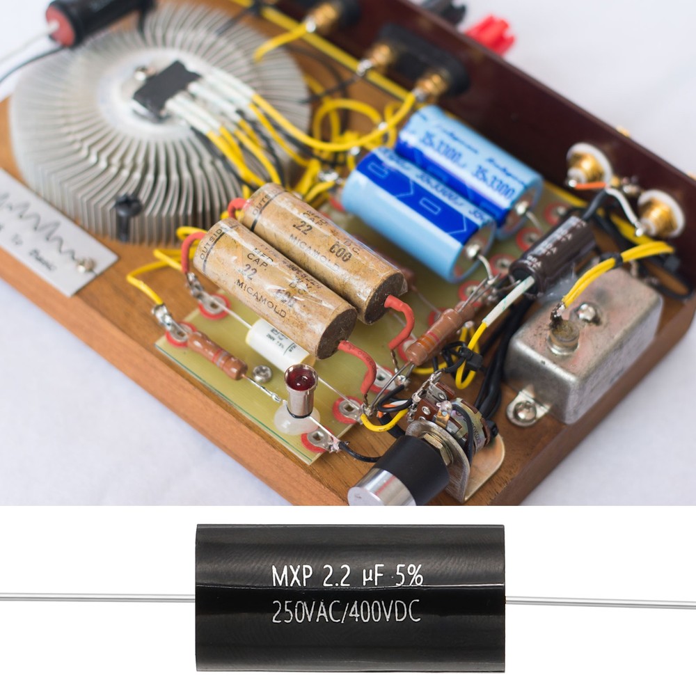 2.2uF Frequency Divider Capacitor, 1 Pcs MKP Capacitor, Black