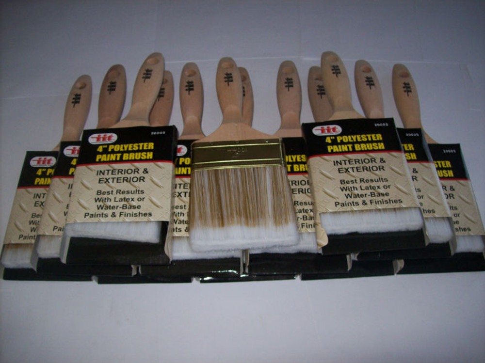 12 IIT POLYESTER PAINT BRUSHES LATEX WATER BASE 4"