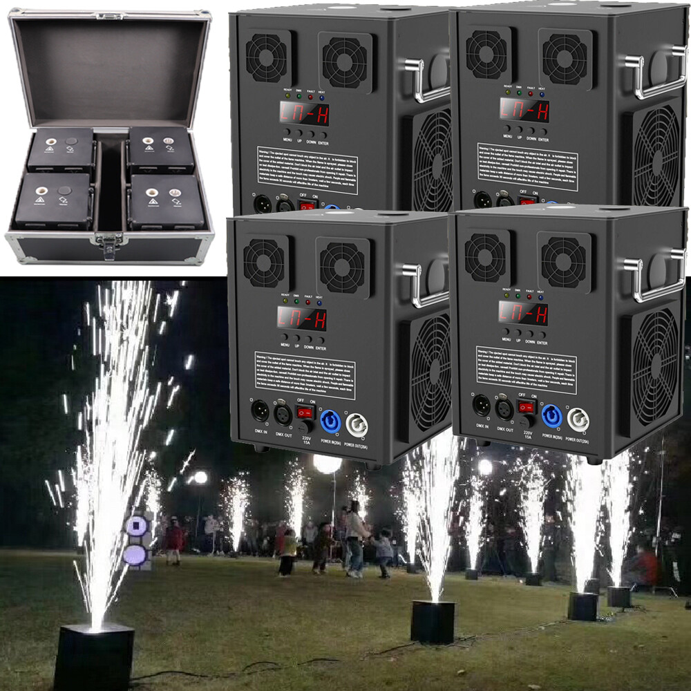 4x 700W Cold Spark Machine Firework Stage Effect Machine DJ Wedding &Flight Case