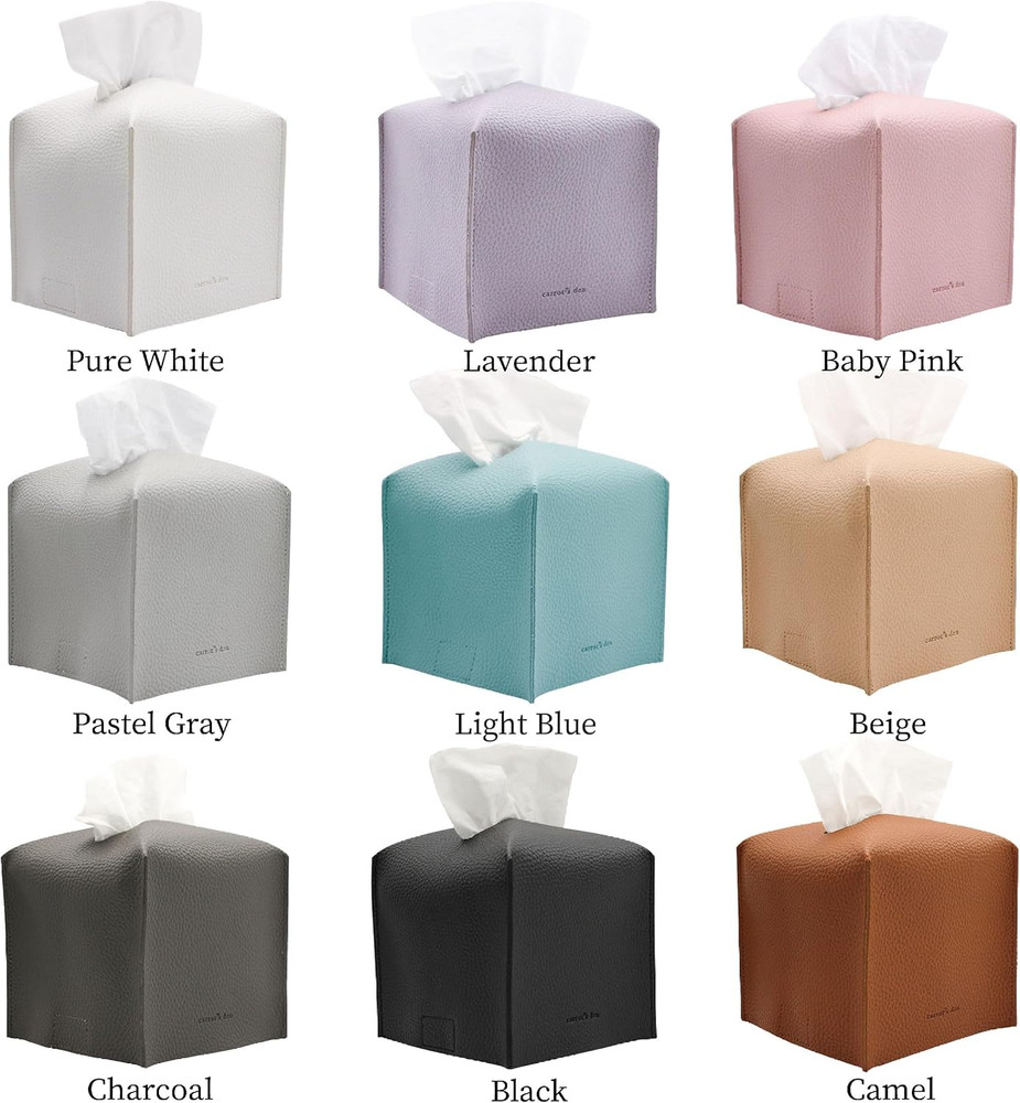Tissue Box Cover Holder, Square with Bottom Belt by - PU Leather Decorative Org