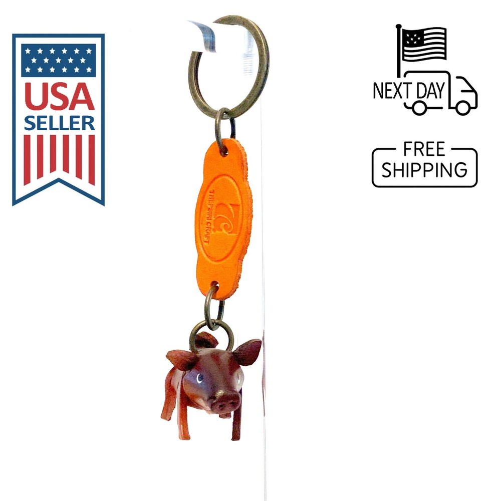 Pig (Brown) Handmade Leather Keyring