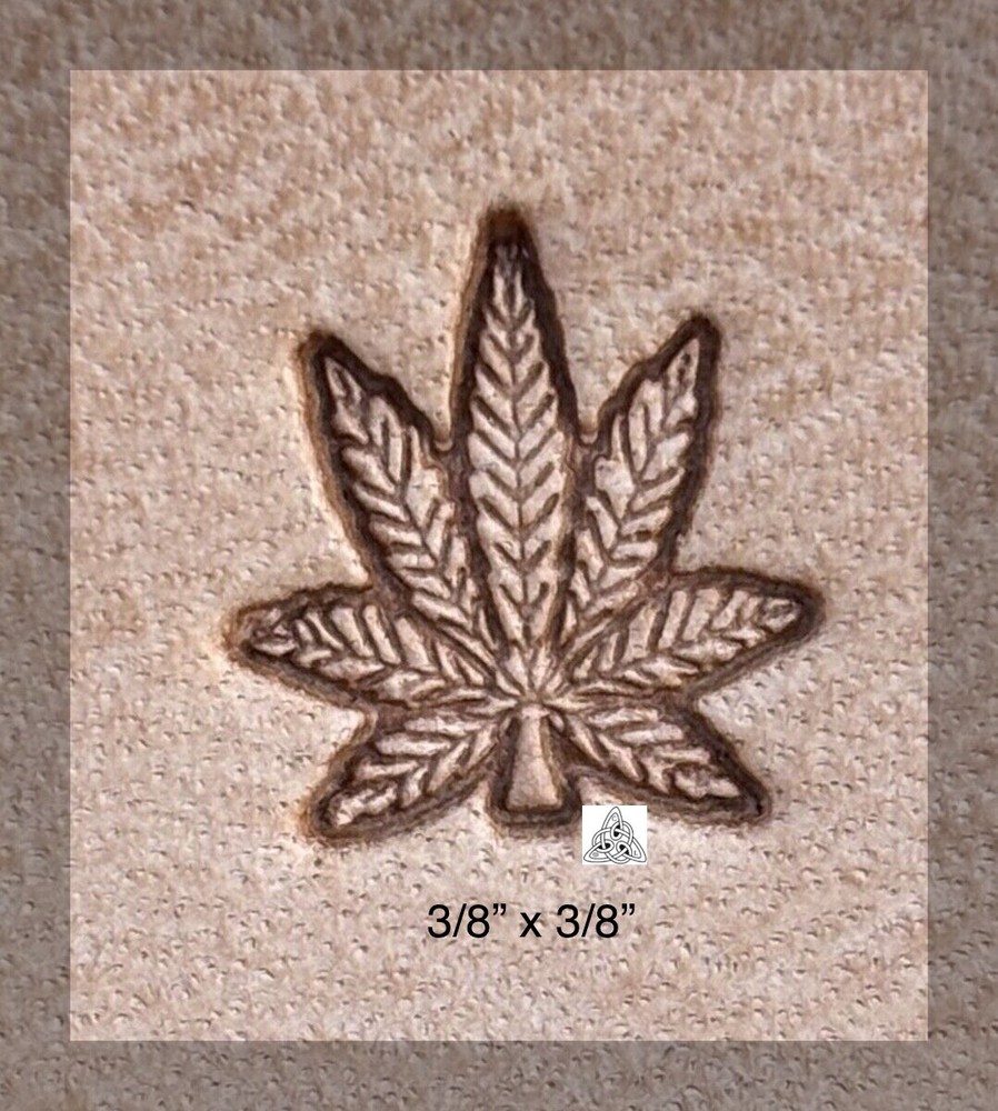 Full Handle Hemp Marijuana Leaf Stamp Leather Tool Leatherwork - Small 3/8”