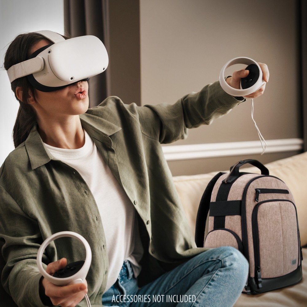 USA GEAR Backpack for VR Headset Compatible with Oculus Quest 2 Gaming Headset