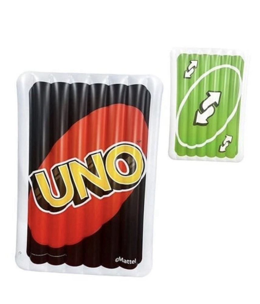 UNO Pool Float, 6 ft Oversized Inflatable, Two-Sided Design with Reverse Card