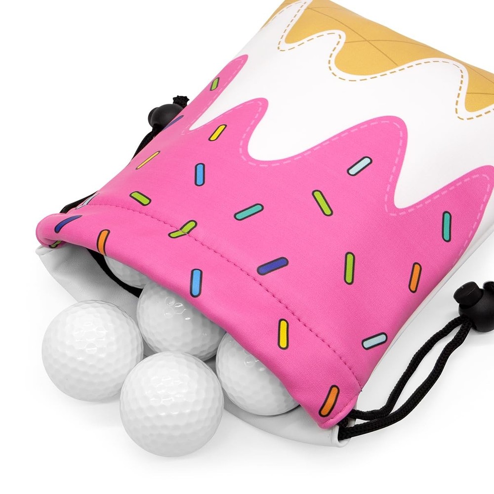 Golf Valuables Pouch Leather Tee Drawstring Closure Ball Handbag Portable