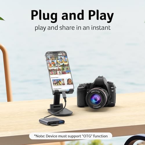 SD Card Reader USB C, 3 in 1 Memory Card Reader for iPhone 16/15 with Dual