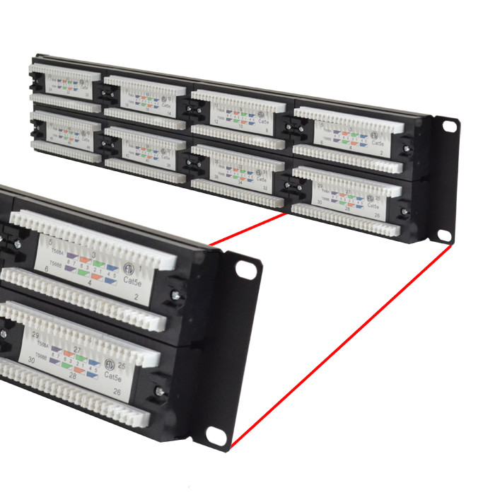 Cat5e UTP 48 Port Network LAN Patch Panel 2U 110 with cable management