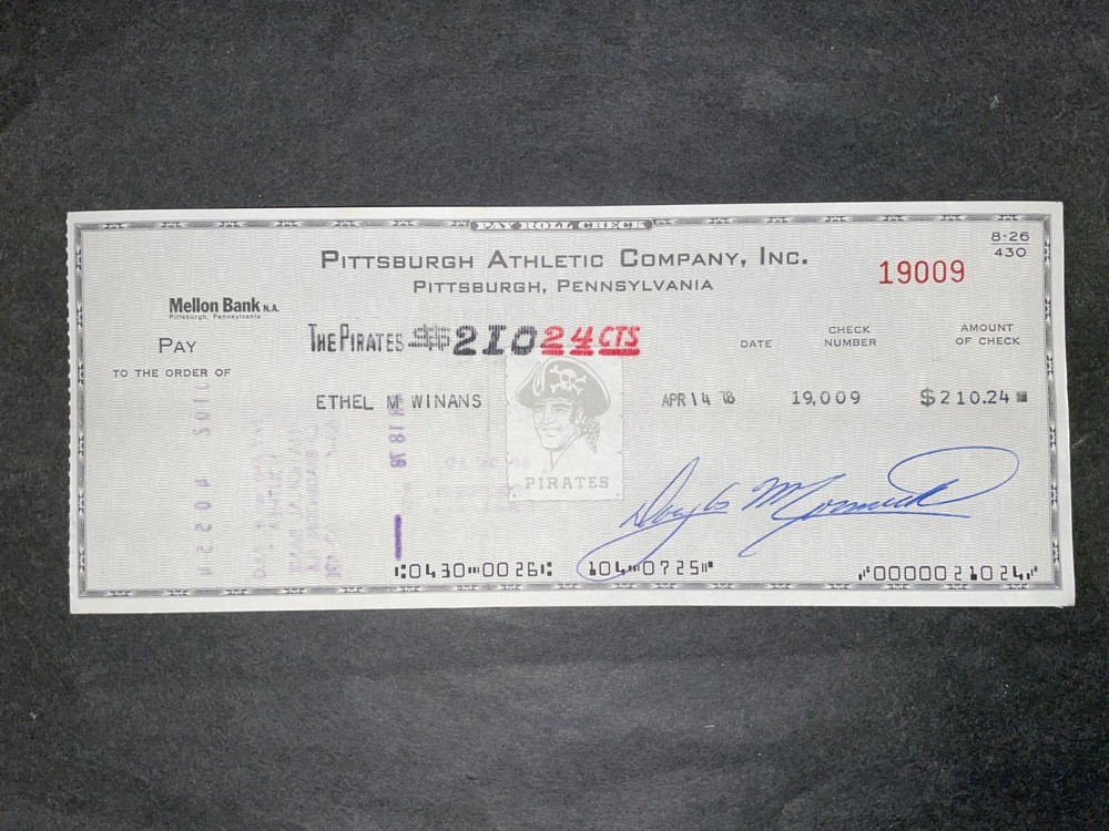 1978 Pittsburgh Pirates: Payroll Check: Ethel Winans