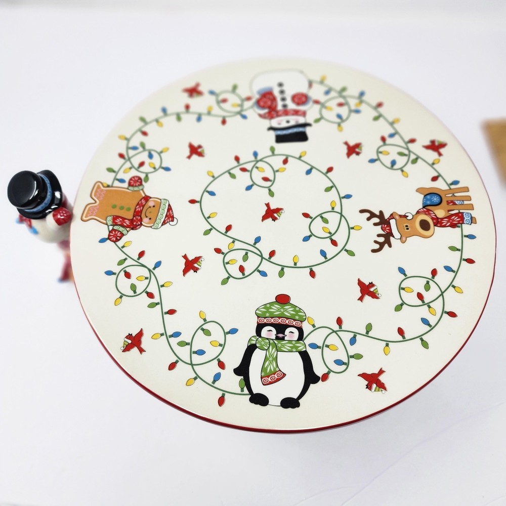 Temp-tations Winter Whimsy Figural Cake Plate Special Edition Ceramic Christmas