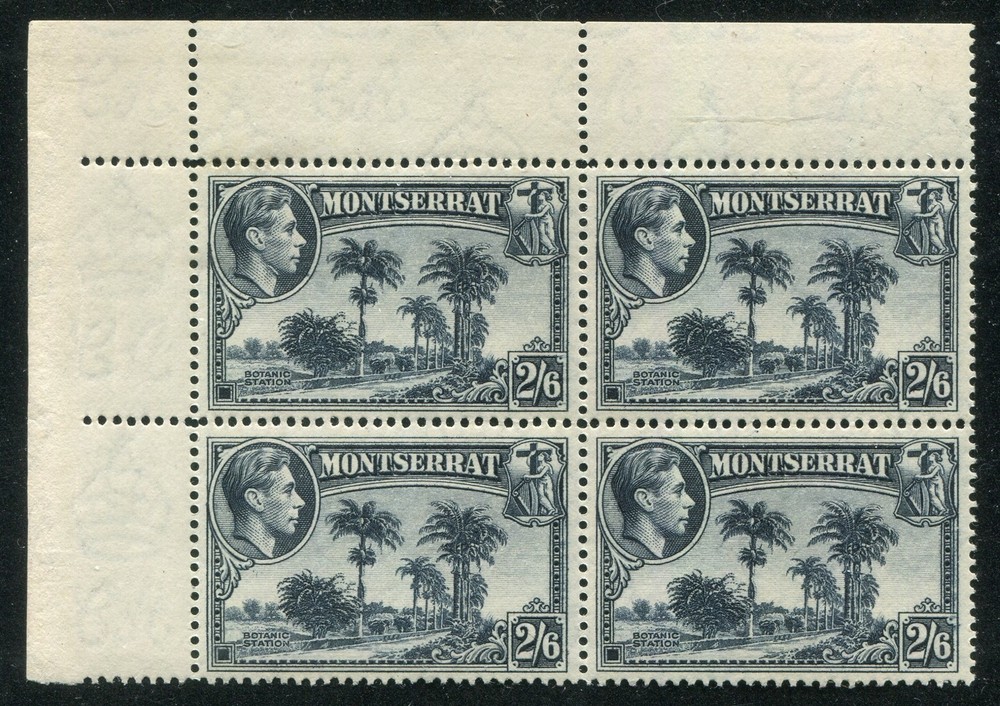 Montserrat #100 Mint Corner Block of 4