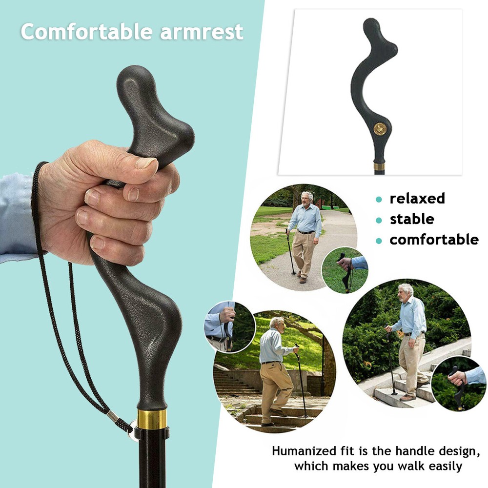 Straight Posture Cane Adjustable Height Walking Stick Folding Trekking Pole US