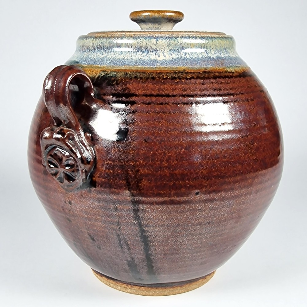 Large Ginger Jar Studio Pottery Vintage Kitchen Storage Container Signed Horton