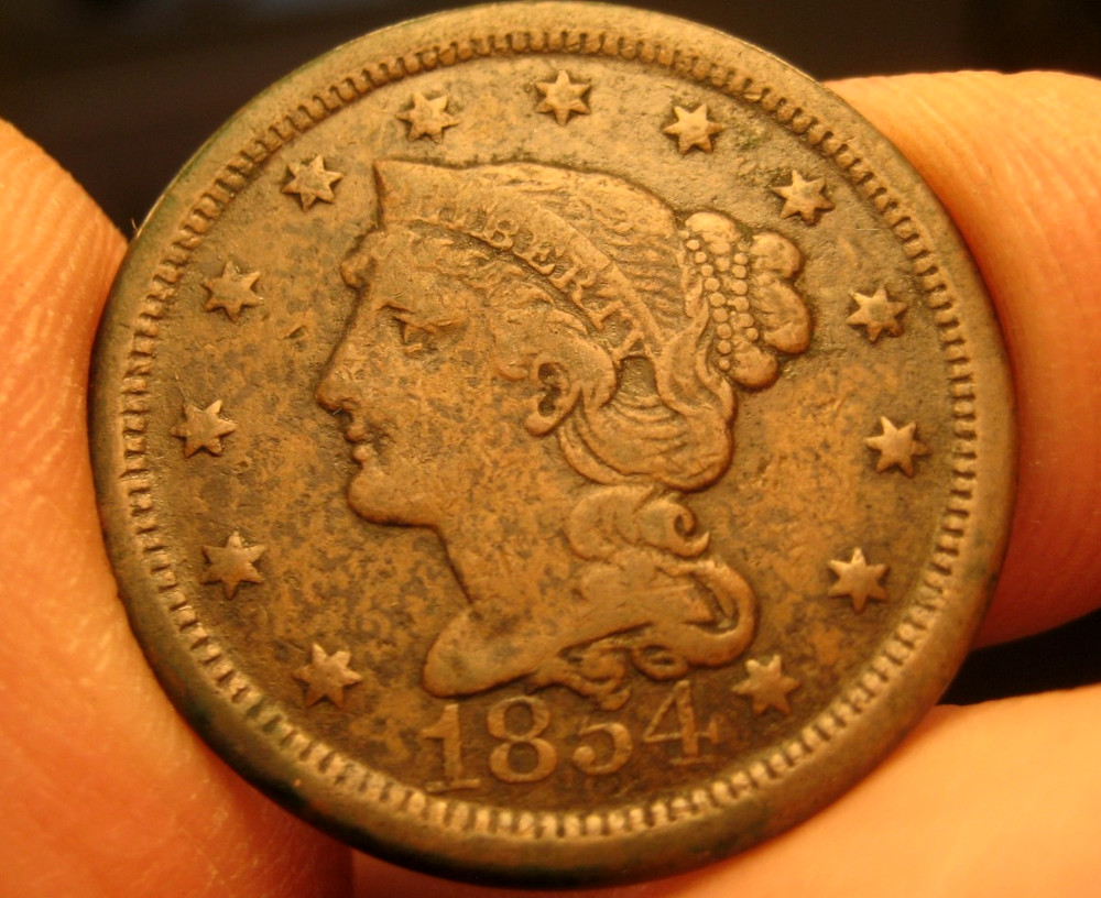 1854 LARGE CENT ~ Fine