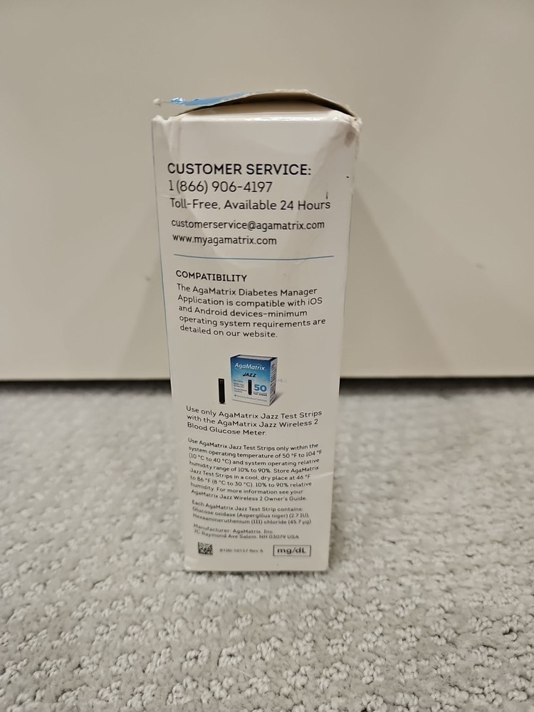 NEW Sealed! AgaMatrix Bluetooth Glucometer Wavesense Jazz Wireless 2 Syncs Power