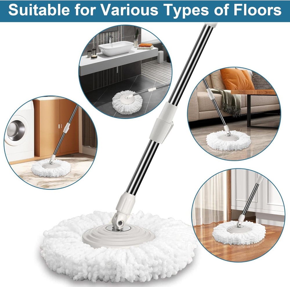 6 Pack Mop Heads Replacements, Compatible with Funclean Spin Mop & Mop Bucke...