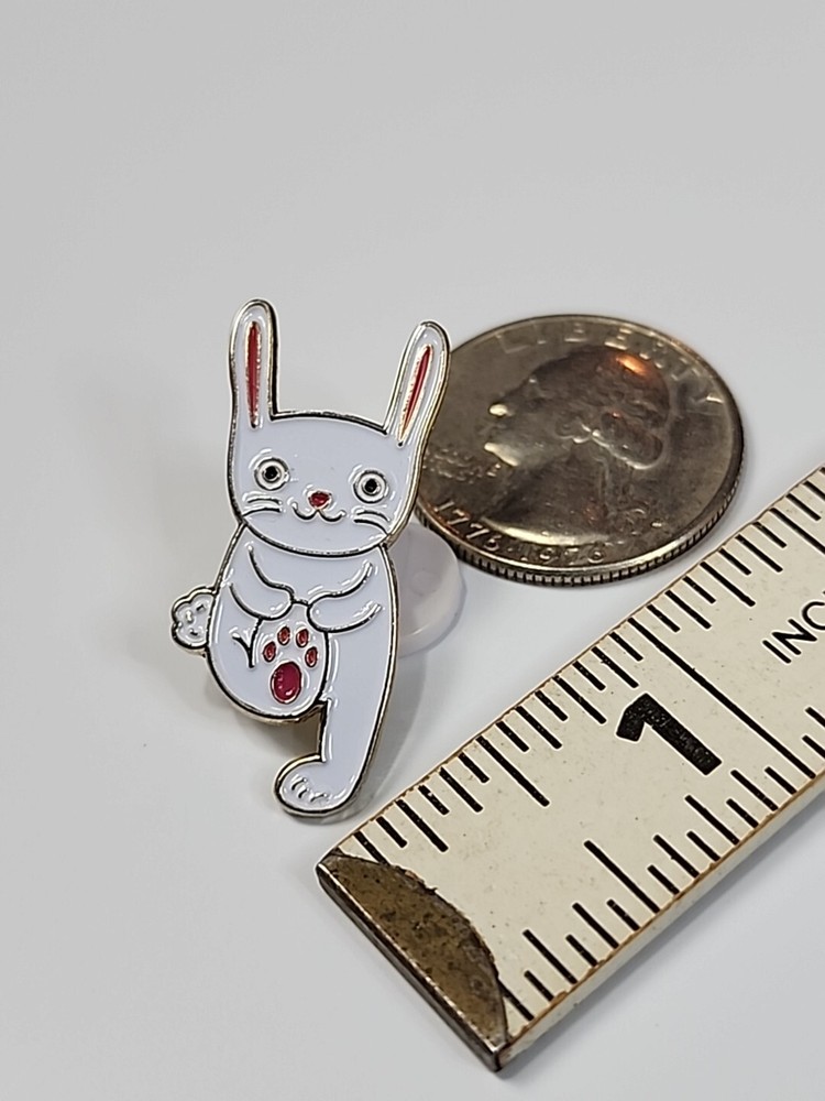 White Cartoon Bunny Rabbit Lapel Pin