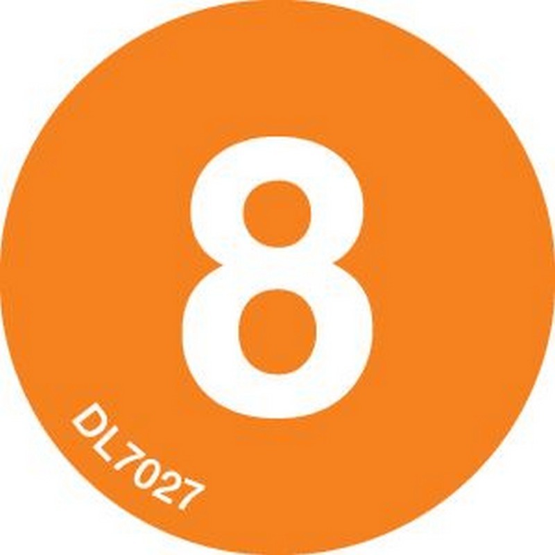 1" Diameter number 8 circle labels (500 per Roll)