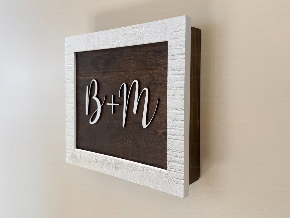 Hidden Gun Storage Wall Art – Personalized Concealment Case 3D Initials *WHITE