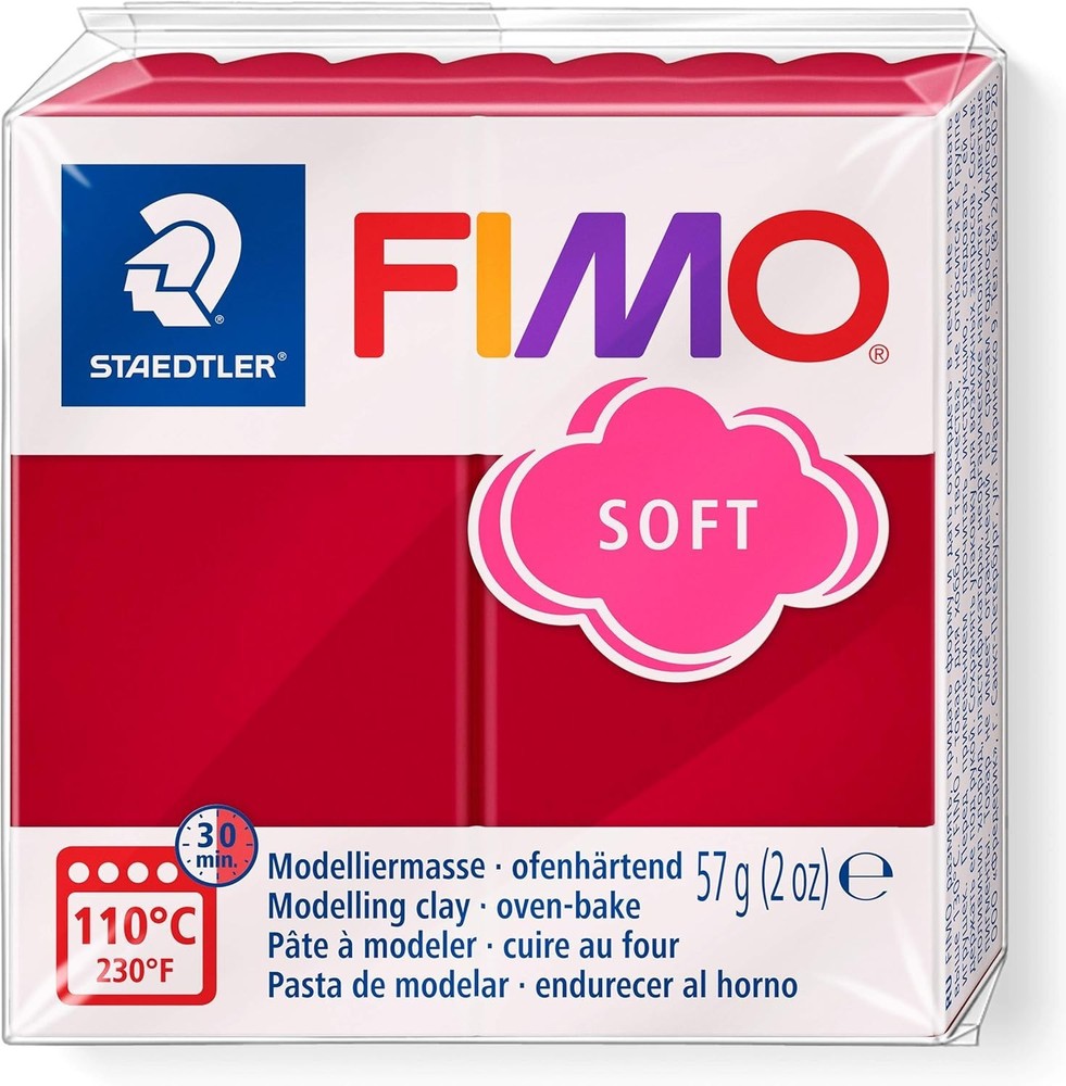 Oven-Bake FIMO Soft Polymer Clay - 57g Cherry Red for Creative Projects