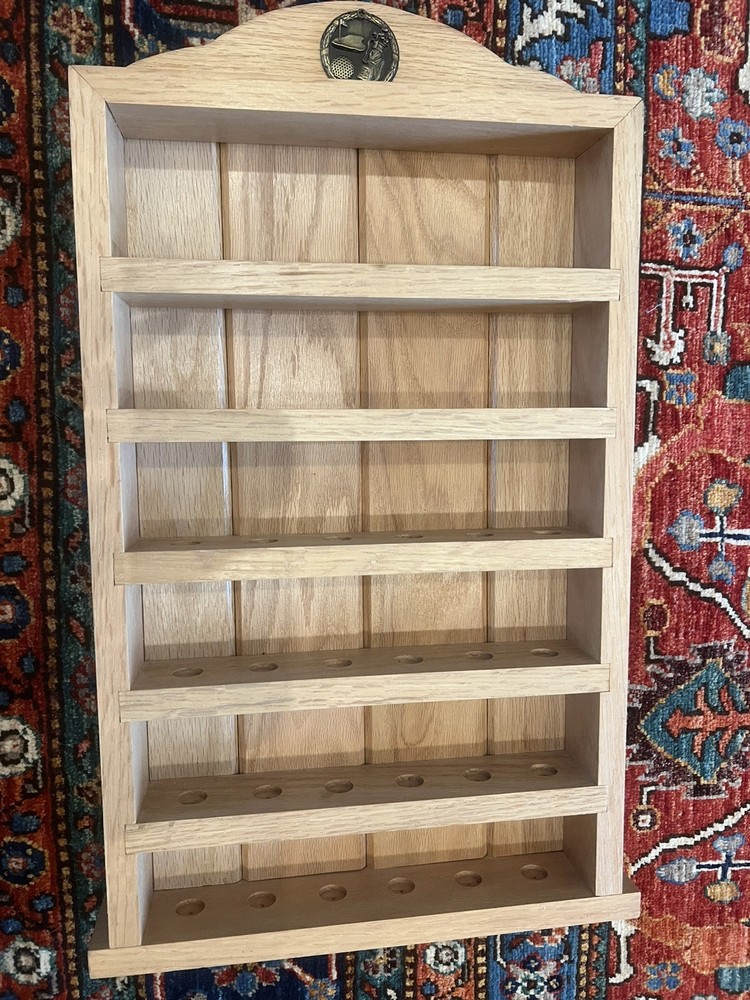 Golf Ball Display Rack - Solid Oak- With Bonus Golf Training Mat