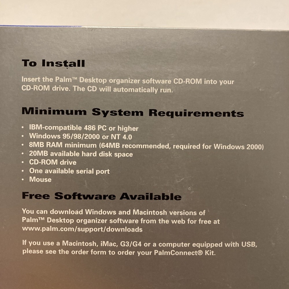 Palm Desktop Software v3.1 For Windows IIIxe Handheld 3 xe