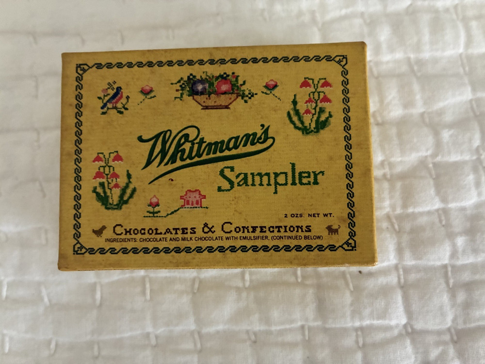 VTG Whitman's Cross Stitch Sampler Cardboard Candy Mini Box Chocolate Empty