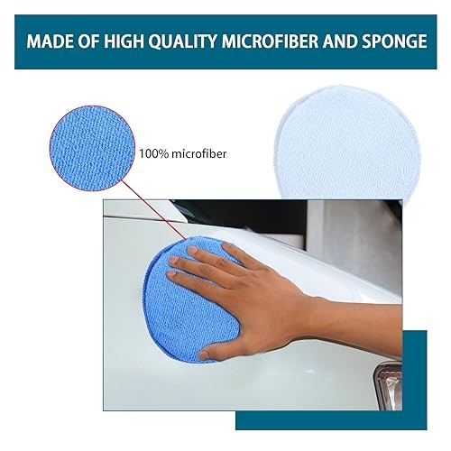 4 Pack Microfiber Applicator Pads, Car Wax Foam Buffing and Cleaning 4 PCS