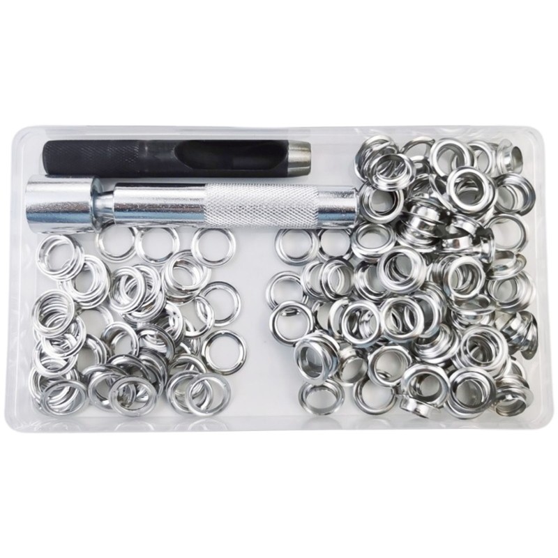 100Sets Grommet Tool 10mm Eyelets with 3pcs Installation Tools for Craft Making