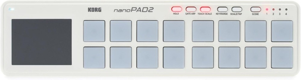 Compact White USB MIDI Pad Controller with Touchpad for Easy Music Production