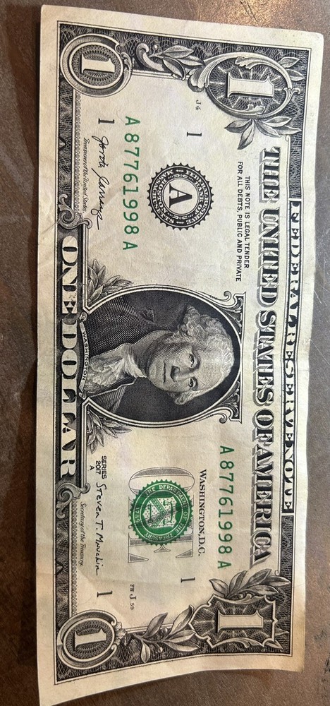 2017A SERIES-- $1 Bill ERROR Rising Serial Number 98