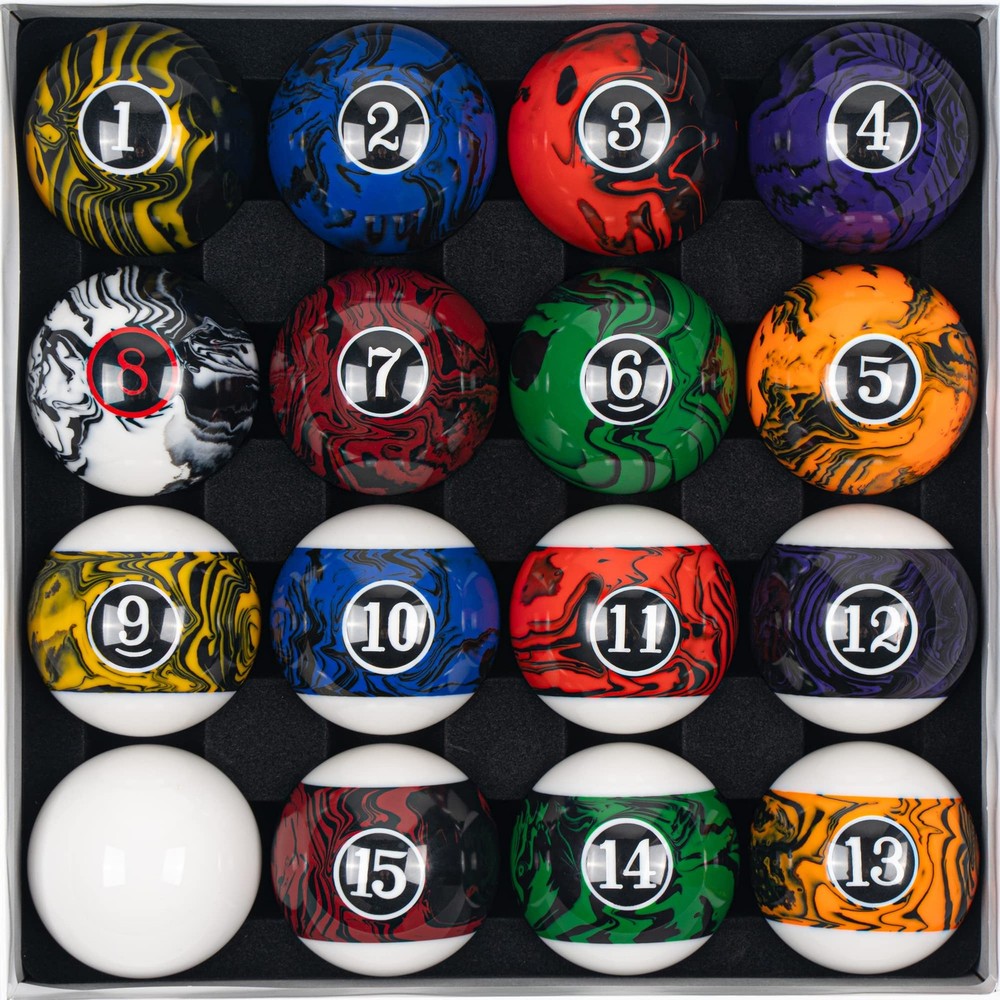 Billiard Balls Set 16 Pool Table Balls (Black Marble Premium)