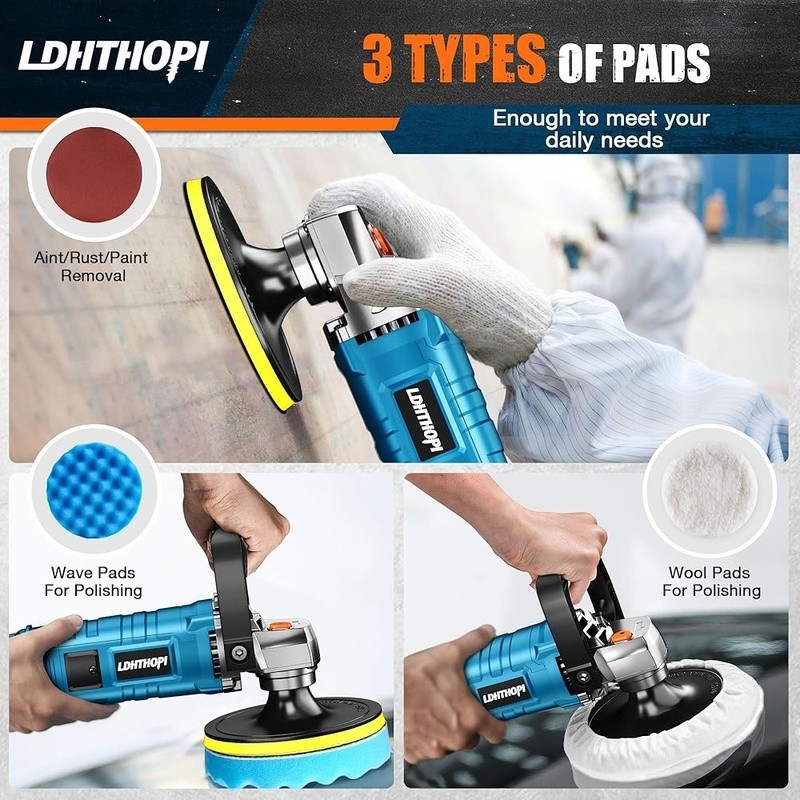 High Performance Buffer Polisher 7 Speeds Multi-Surface Car Detailing Tool New