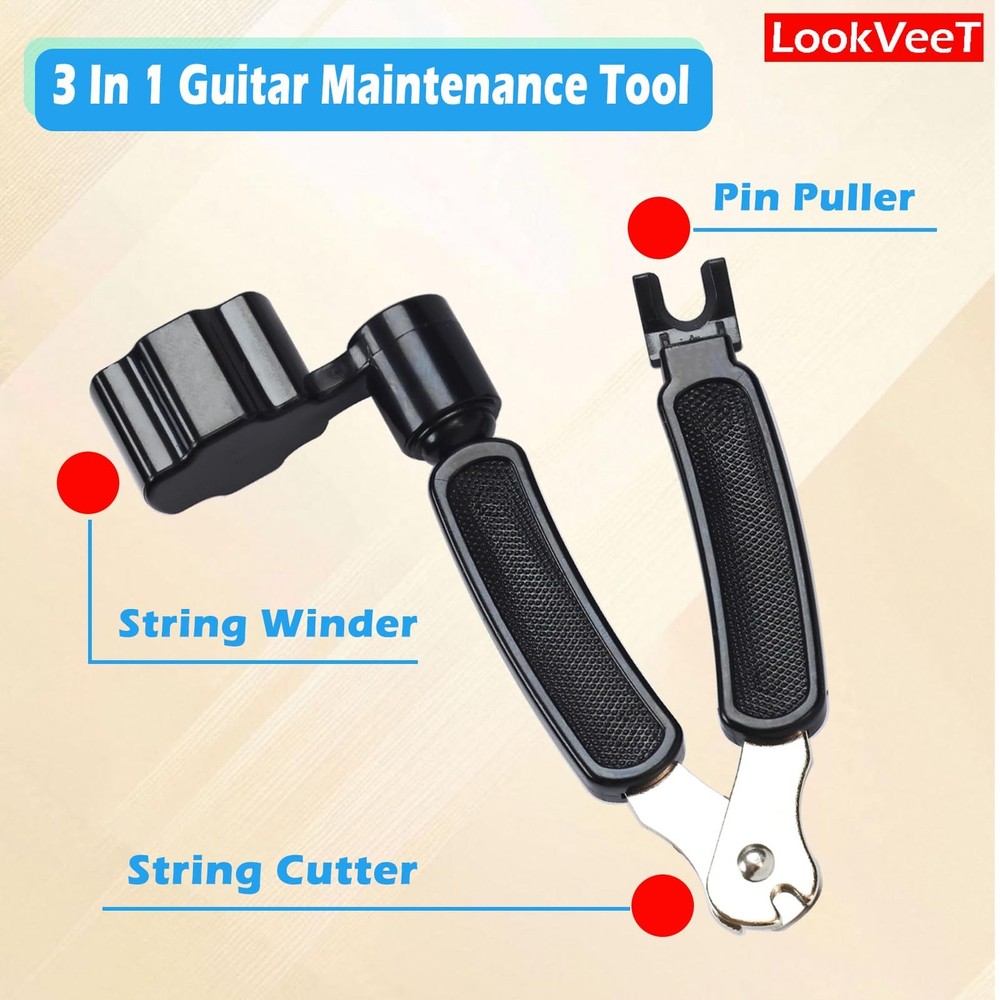 Guitar String Winder, Cutter and Bridge Pin Puller 3-in-1 Tool For blue