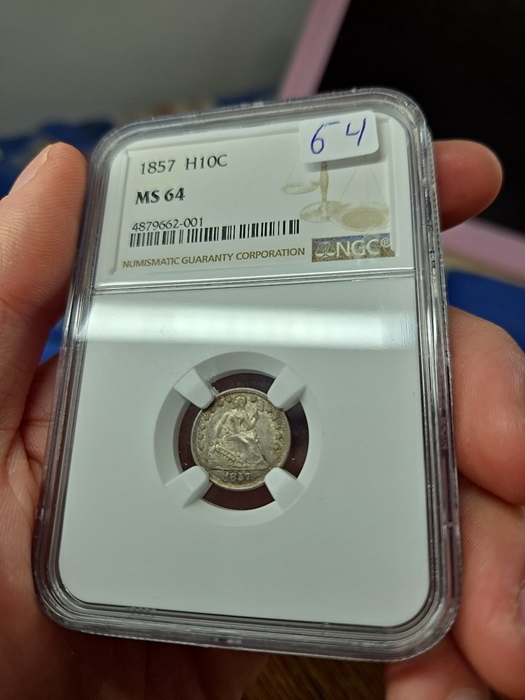 1857 NGC MS64 Liberty Seated Half Dime
