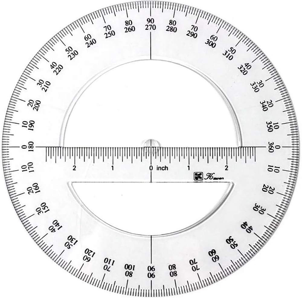 360 Degree Protractor Ruler 6 Inch Round Circle Protractor for Math Geometry