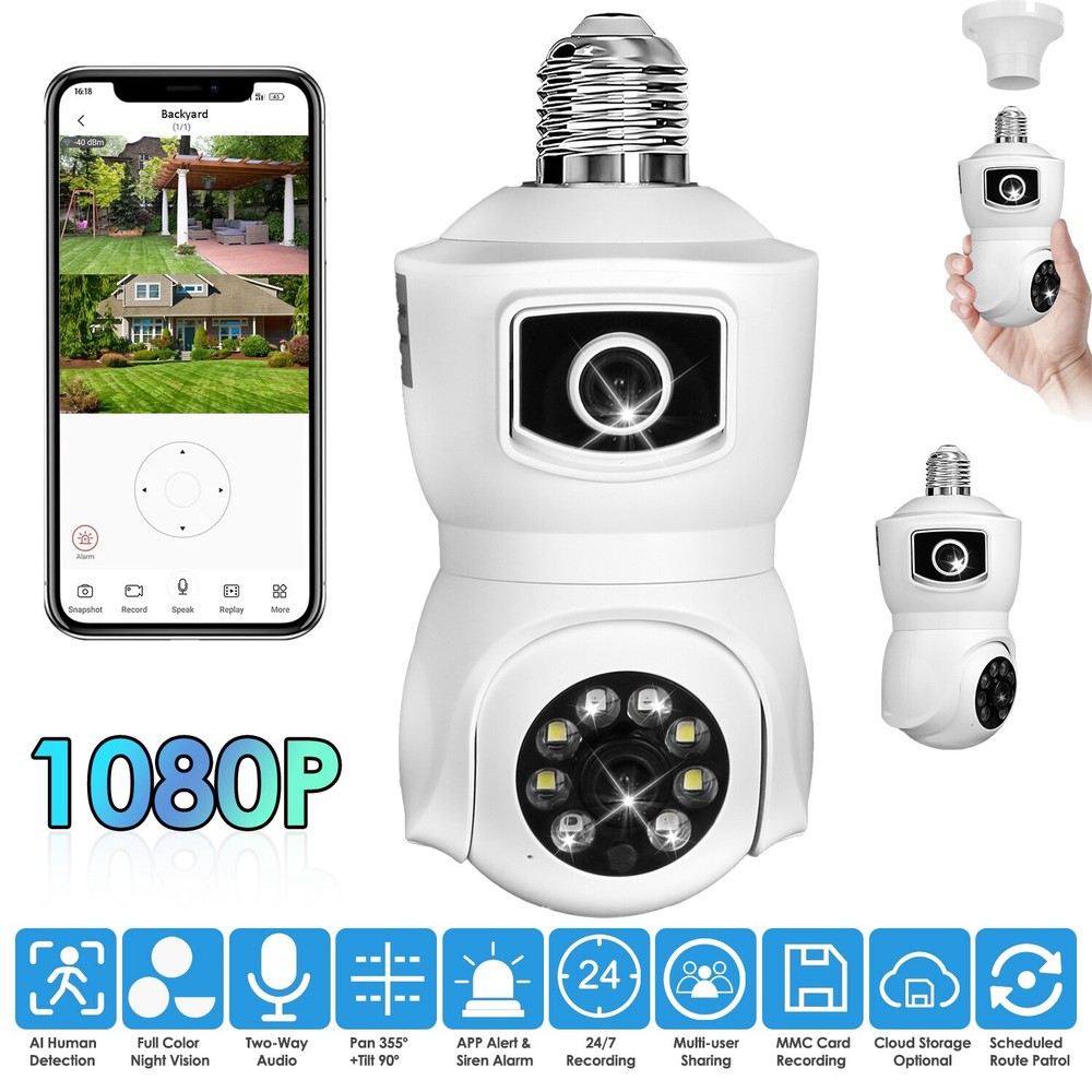 New Dual-Lens Security Camera, WiFi, AI Detection, Night Vision