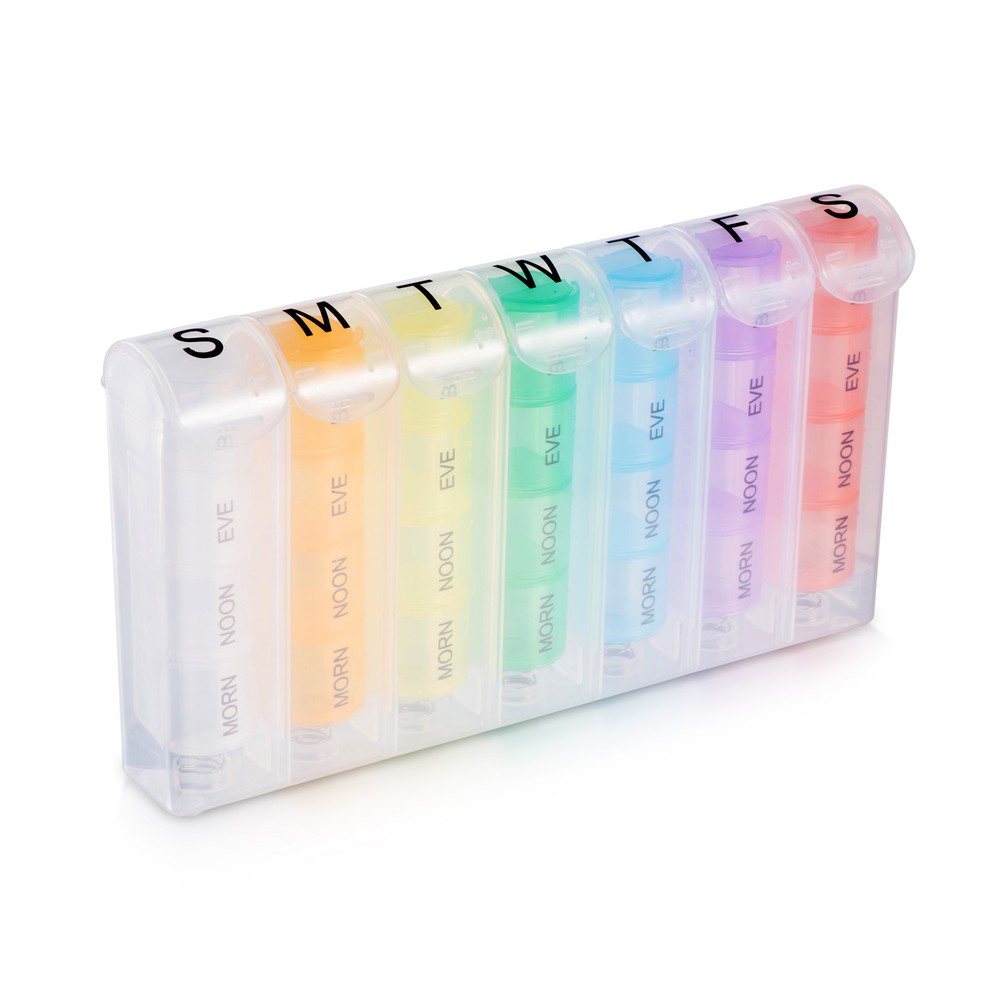 Weekly Pop Up Pill Box Storage Organizer 7 Day Medication Compartment Container