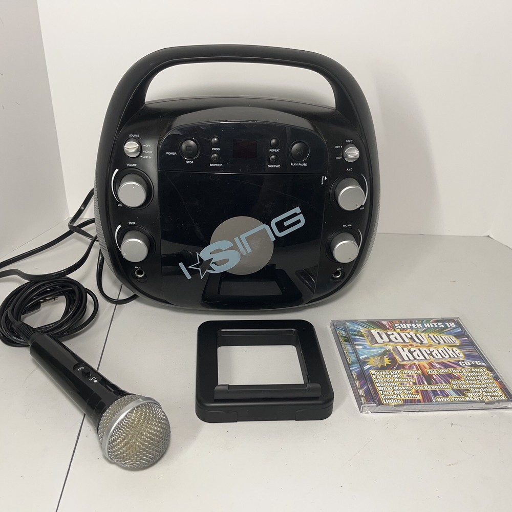 I Sing Karaoke System / CD Player Microphone Laptop Stand Works Great