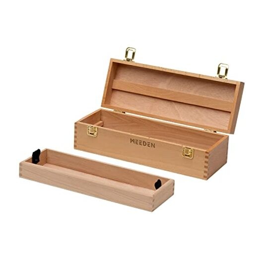 Medium Art Supply Storage Box - Multi-Function Solid Beech Wooden Small
