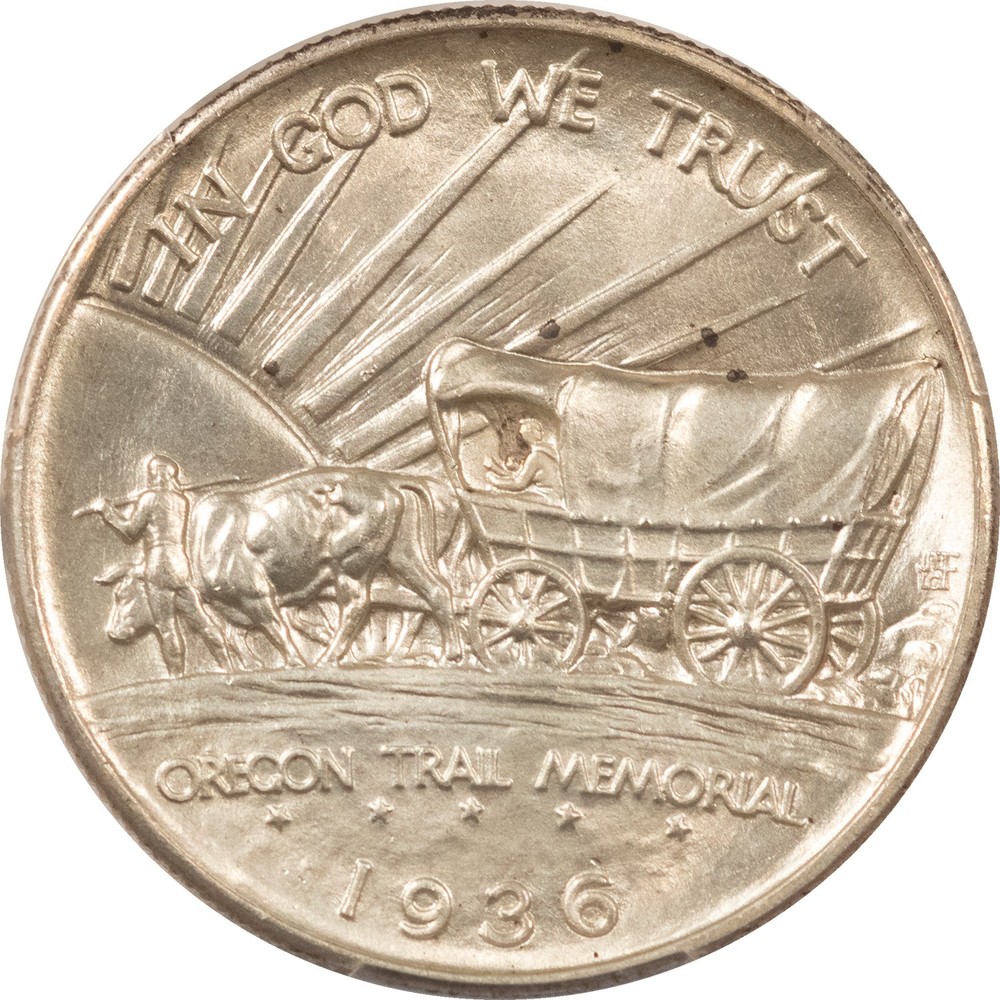 1936 OREGON COMMEMORATIVE HALF DOLLAR - PCGS MS-66, FRESH!