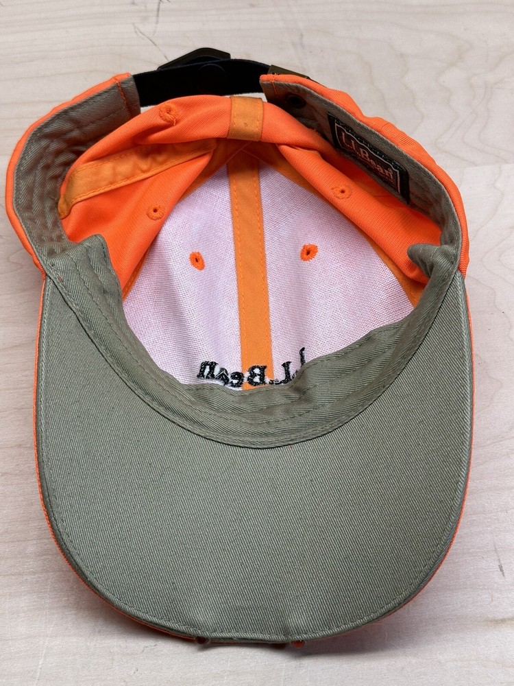 LL BEAN Blaze Orange Adjustable LED Lighted Pathfinder Hat Baseball Cap Hunting