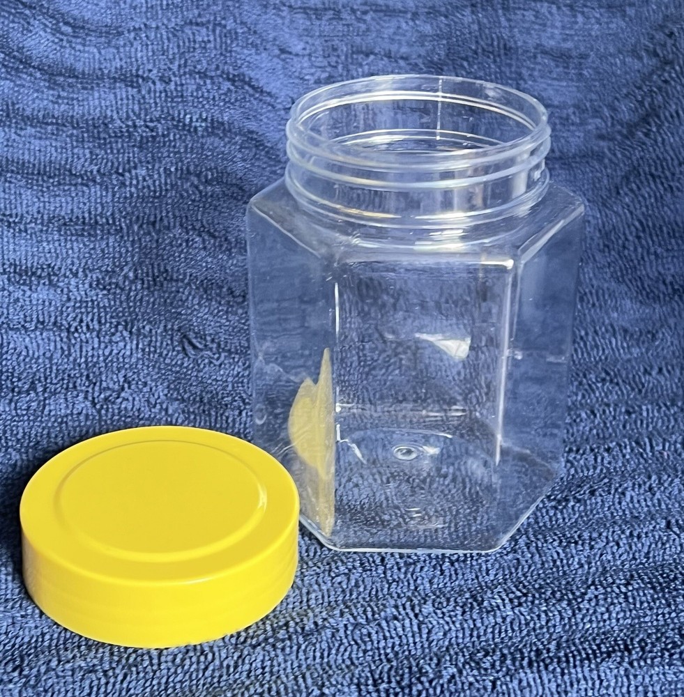 12 pack Honey Jar Hexagon Shape Plastic  9 fluid OZ Capacity