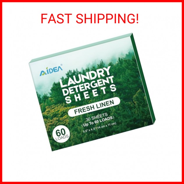 AIDEA Laundry Detergent Sheets, Fresh Scent-(60 Loads) 30 Sheets, Eco-Friendly L