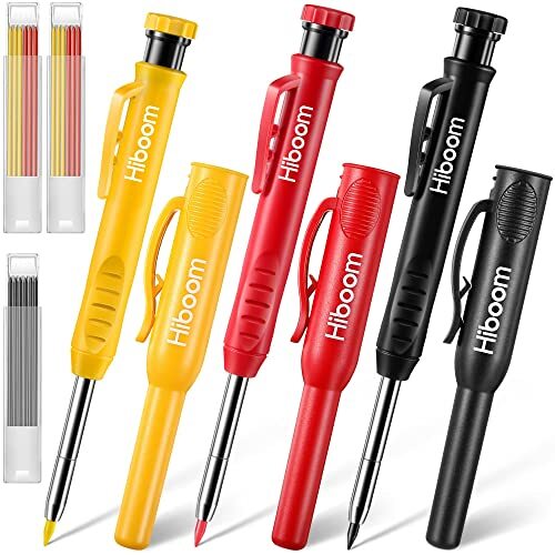 3 Pcs Mechanical Carpenter Pencils with 21 Pcs Refills, Deep Hole Marker Set
