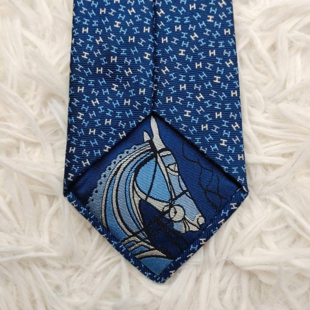 Hermes Silk Tie All Over Navy