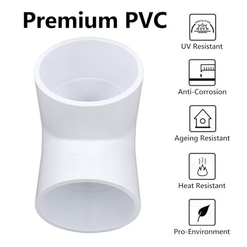 2 Pack 3" PVC 90 Degree Elbow Pipe Fittings (Socket x Socket), 2 Way Right
