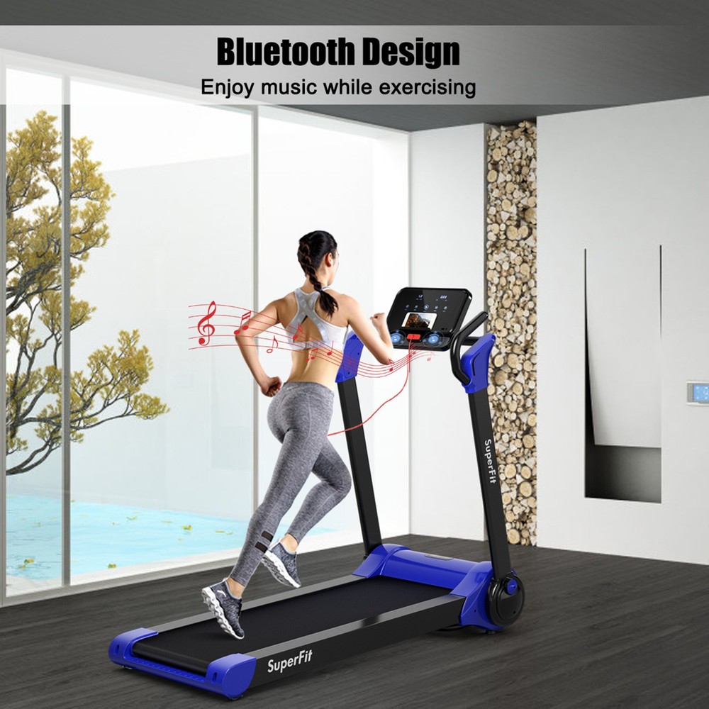 Folding 2.25HP Electric Treadmill Running Machine w/ LED Display Navy