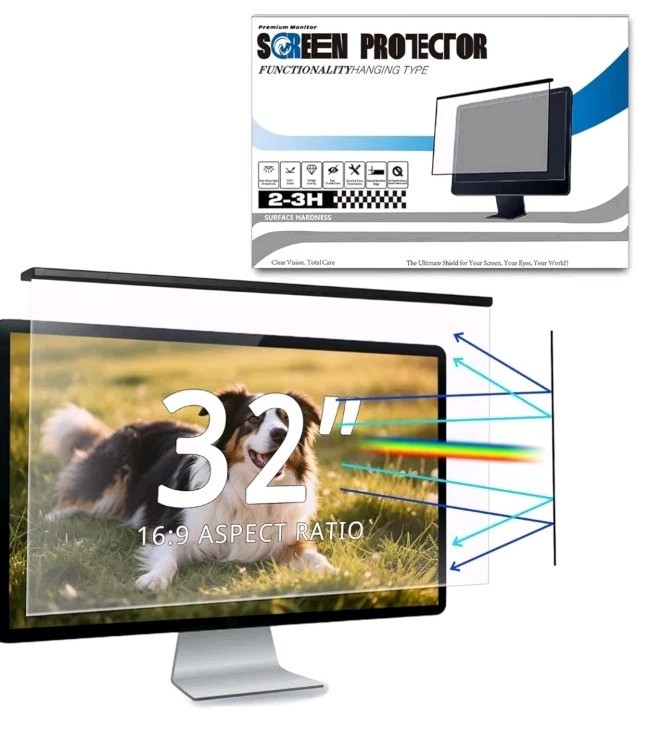 32" Blue Light Blocking Screen Protector 16:9 Computer Monitors Removable...