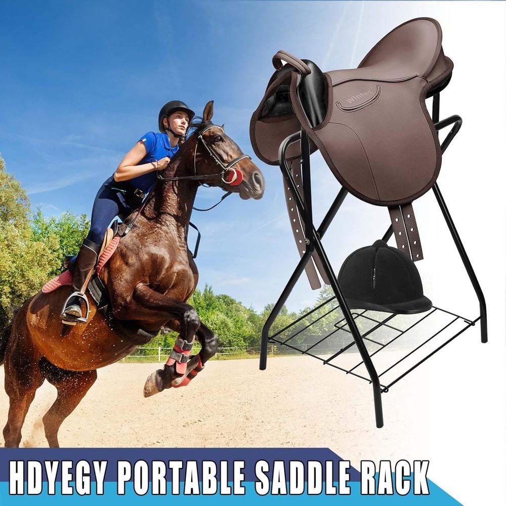 Versatile Saddle Stand for Riders - Folding Black Rack for All Saddle Types